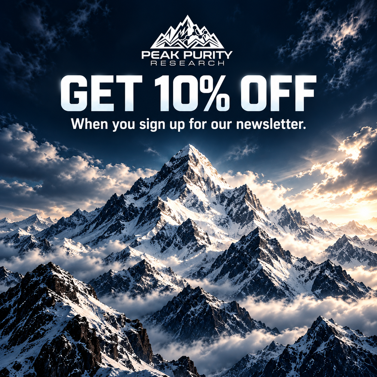 Get 10% off when you join the Peak Purity Research newsletter